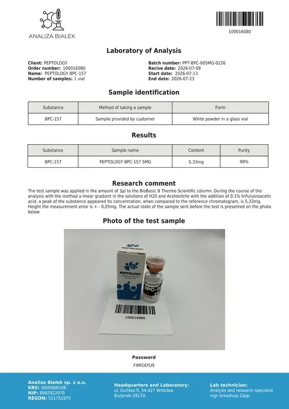 BPC-157 5 mg/10mg – pentadécapeptide synthétique pour la recherche en laboratoire – image 2