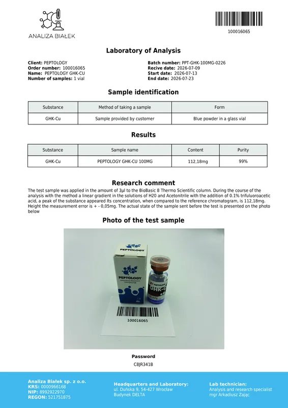 GHK-Cu 100 mg – tripeptide de cuivre (Gly-His-Lys) pour la recherche – image 2
