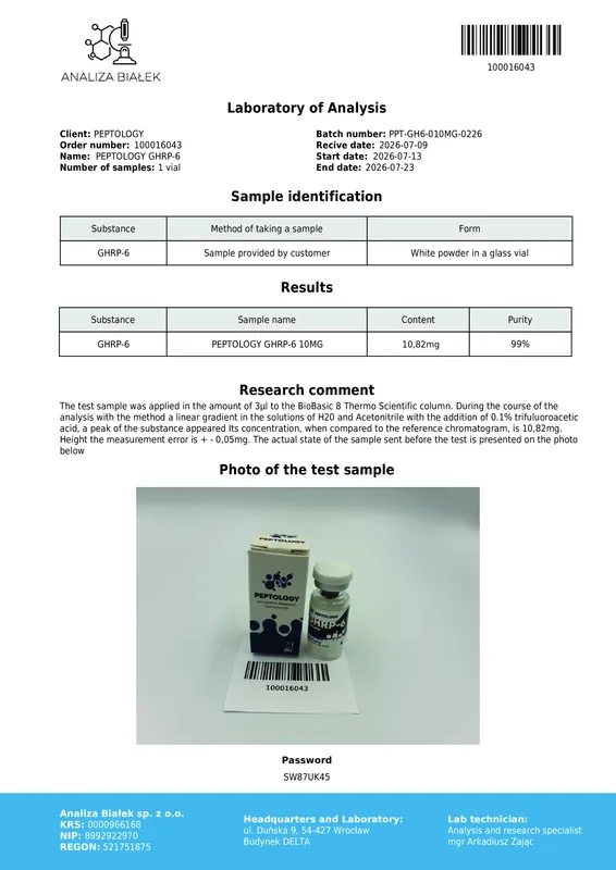 GHRP-6 10 mg – Mimétique de la ghréline (agoniste de GHS-R1a) – image 2