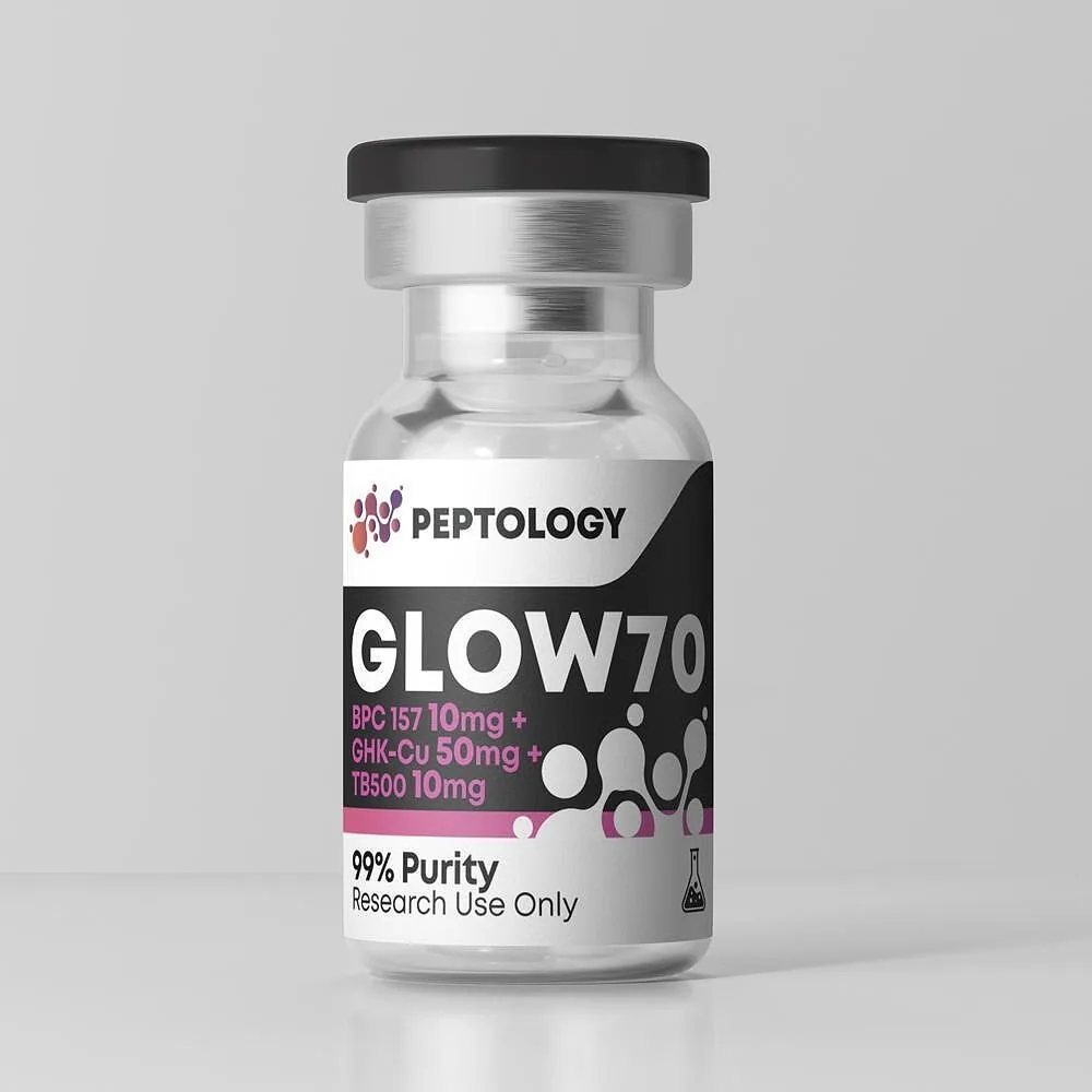 GLOW70 – Mélange de BPC-157 10 mg, GHK-Cu 50 mg et TB500 10 mg