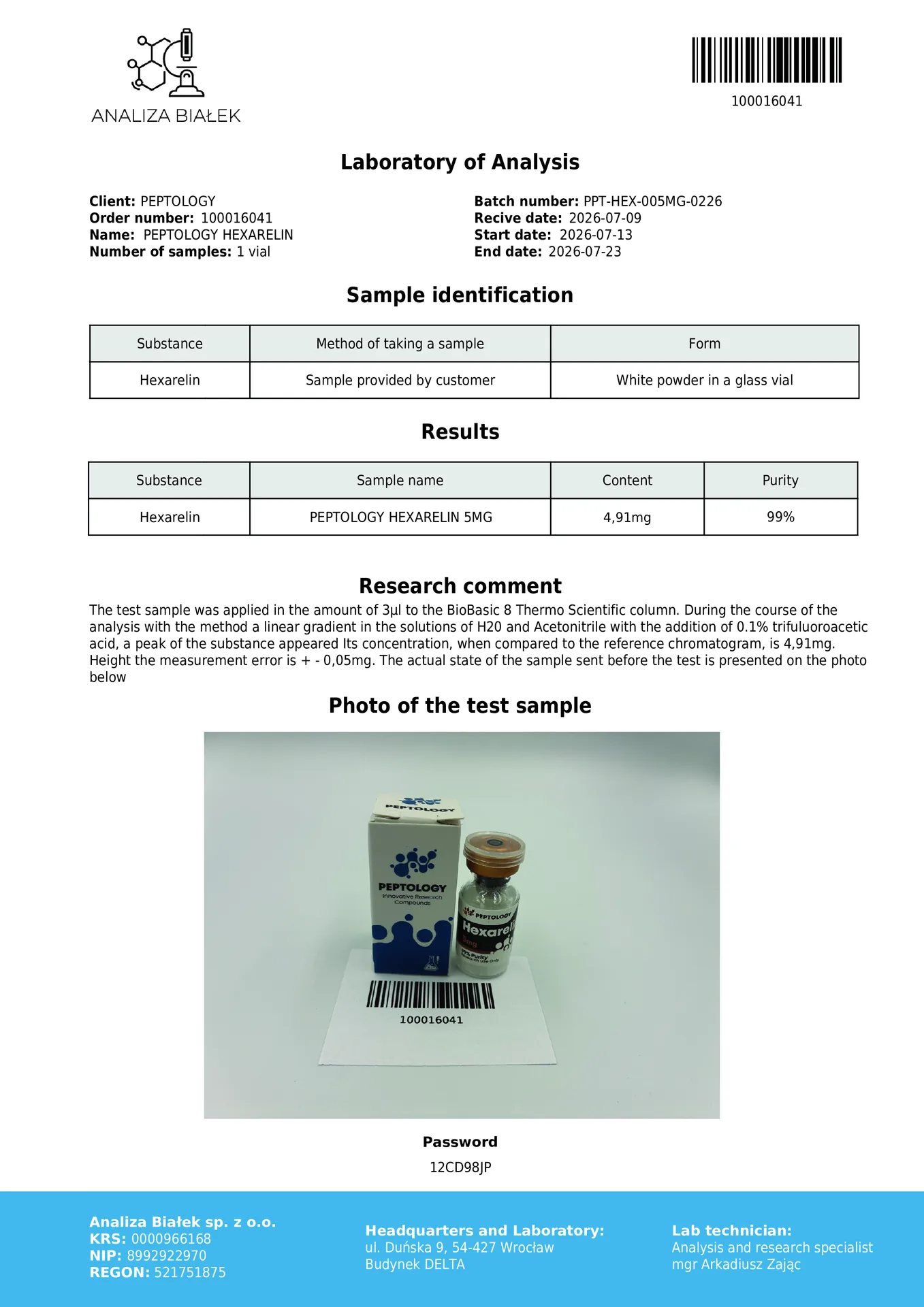 Hexarelin 5 mg – Sécrétagogue de la GH (agoniste de GHS-R1a) pour la recherche – image 2