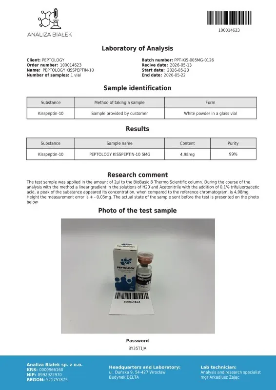 Kisspeptin-10 5 mg/10 mg – Peptide régulateur de l'axe hormonal (stimulateur de la GnRH) – image 2