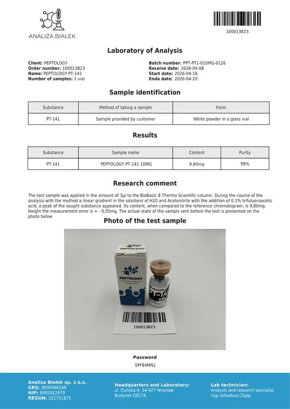 PT-141 (Bremelanotide) 10 mg – Agoniste des récepteurs de la mélanocortine – image 2