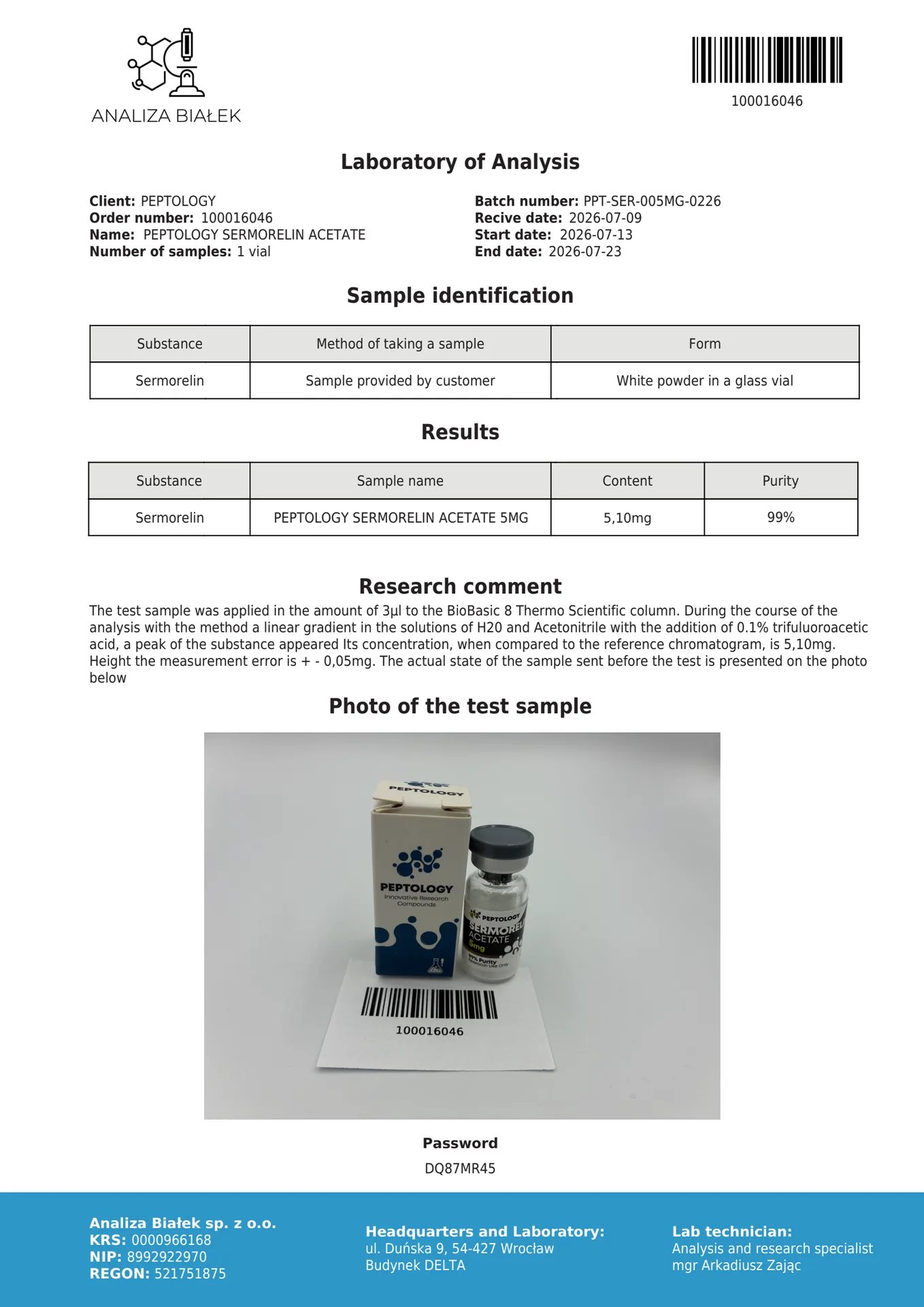 Sermorelin Acetate 5 mg – stimulateur de l'hormone de croissance (GHRH) – image 2