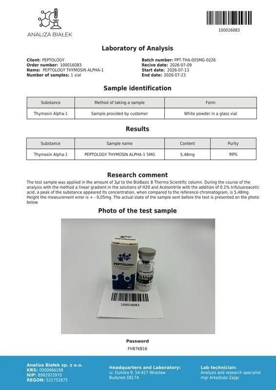 Thymosin Alpha-1 5 mg / 10mg – peptide thymique (thymalfasine) – image 2
